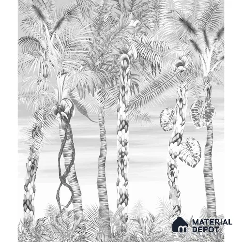 Ehsaas, Grisaille Foliage Wallpaper, Customised Sukoon Series Handmade Patterned Design (Customised Size Wallpaper)