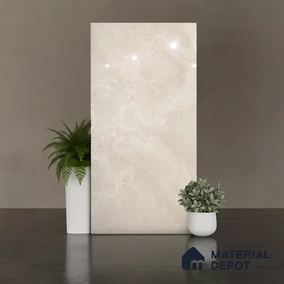 Marble Floor & Wall Tile TL 10130 Emperador Crema 4 ft x 2 ft Glossy Finish Vitrified Tile - 9 mm | 3 Random Design | Suitable for Living Room, Bedroom, Bathroom