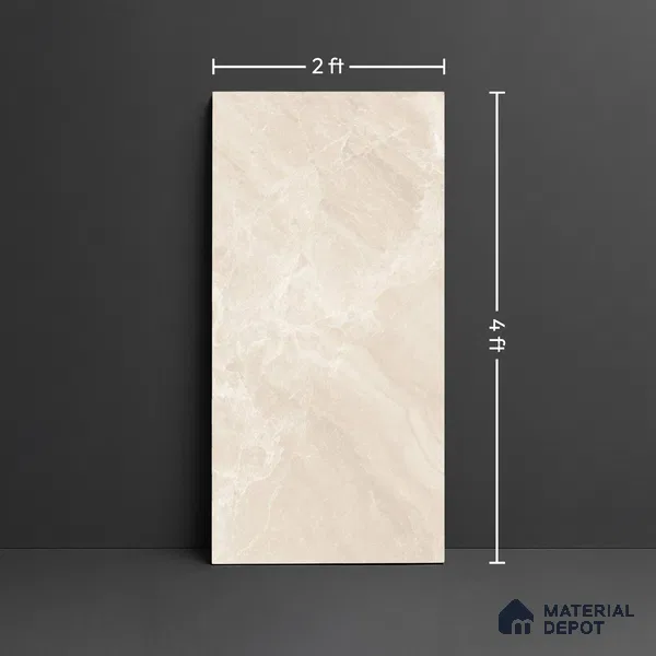 Marble Floor & Wall Tile TL 10130 Emperador Crema 4 ft x 2 ft Glossy Finish Vitrified Tile - 9 mm | 3 Random Design | Suitable for Living Room, Bedroom, Bathroom