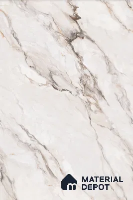 Large Format Marble Floor Tile TL 04403 Endless Calacatta Belgia Glossy Finish Vitrified Colorbody Tile - 15 mm | Suitable for Living Room, Bedroom, Office | Adhesive and Spacers Must be Used During Installation