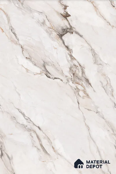 Large Format Marble Floor Tile TL 04403 Endless Calacatta Belgia Glossy Finish Vitrified Colorbody Tile - 15 mm | Suitable for Living Room, Bedroom, Office | Adhesive and Spacers Must be Used During Installation