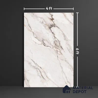 Large Format Marble Floor Tile TL 04403 Endless Calacatta Belgia Glossy Finish Vitrified Colorbody Tile - 15 mm | Suitable for Living Room, Bedroom, Office | Adhesive and Spacers Must be Used During Installation