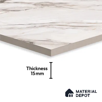 Large Format Marble Floor Tile TL 04403 Endless Calacatta Belgia Glossy Finish Vitrified Colorbody Tile - 15 mm | Suitable for Living Room, Bedroom, Office | Adhesive and Spacers Must be Used During Installation