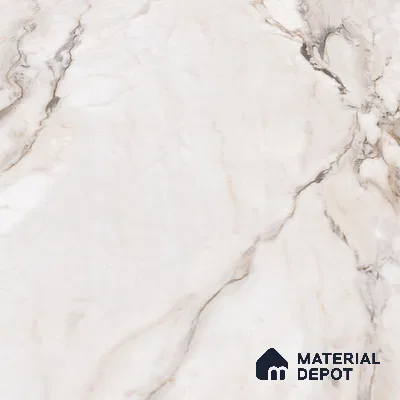 Large Format Marble Floor Tile TL 04403 Endless Calacatta Belgia Glossy Finish Vitrified Colorbody Tile - 15 mm | Suitable for Living Room, Bedroom, Office | Adhesive and Spacers Must be Used During Installation
