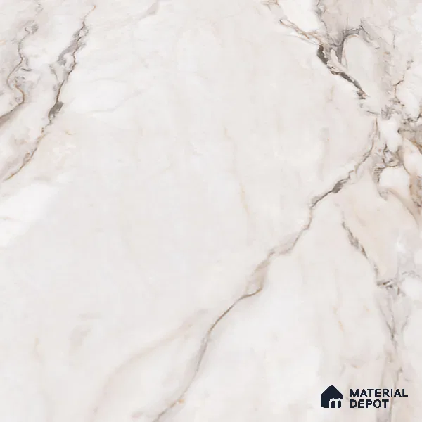 Large Format Marble Floor Tile TL 04403 Endless Calacatta Belgia Glossy Finish Vitrified Colorbody Tile - 15 mm | Suitable for Living Room, Bedroom, Office | Adhesive and Spacers Must be Used During Installation