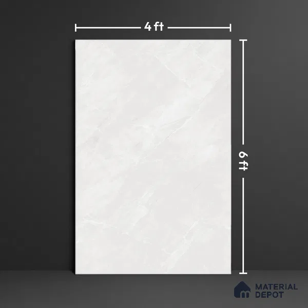 Large Format Marble Floor Tile TL 04404 Endless Dover Bianco Glossy Finish Vitrified Colorbody Tile - 15 mm | Suitable for Living Room, Bedroom, Office | Adhesive and Spacers Must be Used During Installation