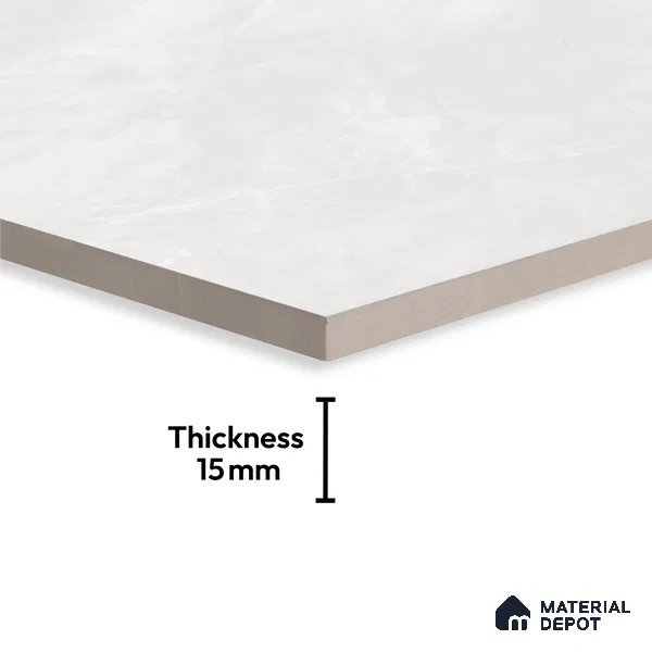 Large Format Marble Floor Tile TL 04404 Endless Dover Bianco Glossy Finish Vitrified Colorbody Tile - 15 mm | Suitable for Living Room, Bedroom, Office | Adhesive and Spacers Must be Used During Installation