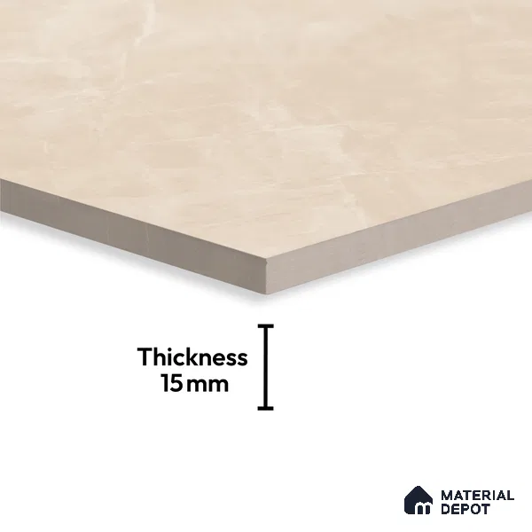 Budget Friendly Large Format Marble Floor Tile TL 04397 Endless Dover Crema Glossy Finish Vitrified Colorbody Tile - 15 mm | Suitable for Living Room, Bedroom, Office | Adhesive and Spacers Must be Used During Installation