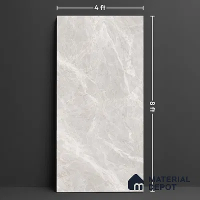 Large Format Endless Floor & Wall Tile TL 10579 Floris Bianco 8 ft x 4 ft Colour Body Vitrified Glossy Finish - 9 mm | Suitable for Living Room, Bedroom, Bathroom | Adhesive and Spacers Must be Used During Installation