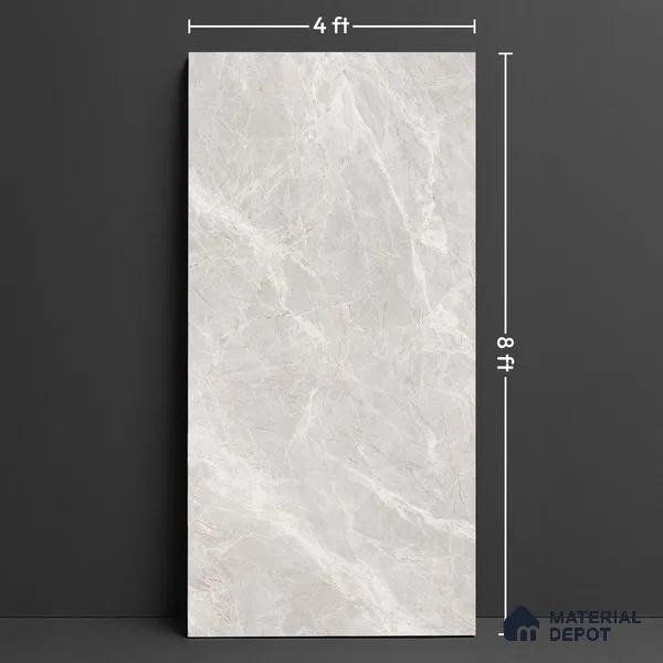 Large Format Endless Floor & Wall Tile TL 10579 Floris Bianco 8 ft x 4 ft Colour Body Vitrified Glossy Finish - 9 mm | Suitable for Living Room, Bedroom, Bathroom | Adhesive and Spacers Must be Used During Installation