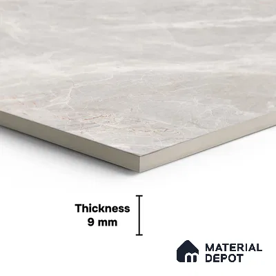 Large Format Endless Floor & Wall Tile TL 10579 Floris Bianco 8 ft x 4 ft Colour Body Vitrified Glossy Finish - 9 mm | Suitable for Living Room, Bedroom, Bathroom | Adhesive and Spacers Must be Used During Installation