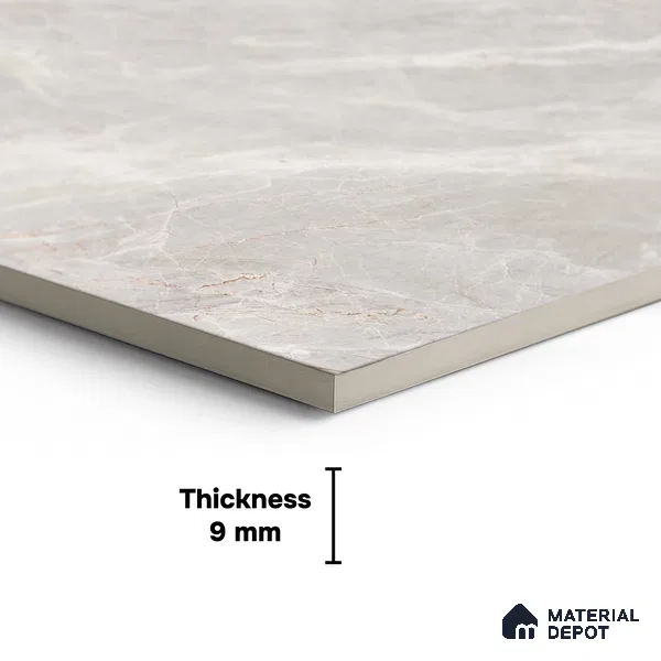 Large Format Endless Floor & Wall Tile TL 10579 Floris Bianco 8 ft x 4 ft Colour Body Vitrified Glossy Finish - 9 mm | Suitable for Living Room, Bedroom, Bathroom | Adhesive and Spacers Must be Used During Installation