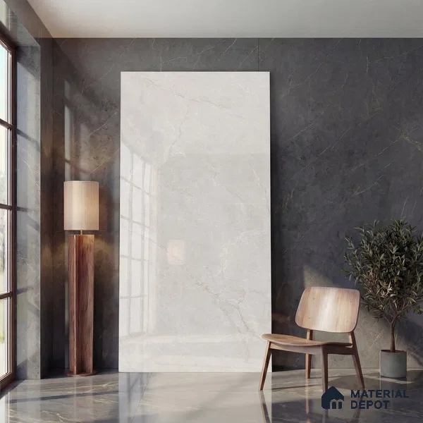 Large Format Endless Floor & Wall Tile TL 10578 Venezia Almond 8 ft x 4 ft Colour Body Vitrified Glossy Finish - 9 mm | Suitable for Living Room, Bedroom, Bathroom | Adhesive and Spacers Must be Used During Installation