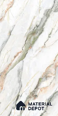 Large Format Endless Floor & Wall Tile TL 10587 Calacatta Oric 8 ft x 4 ft Colour Body Vitrified Glossy Finish - 9 mm | Suitable for Living Room, Bedroom, Bathroom | Adhesive and Spacers Must be Used During Installation