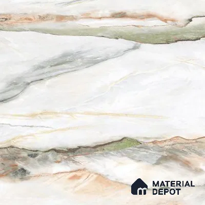 Large Format Endless Floor & Wall Tile TL 10587 Calacatta Oric 8 ft x 4 ft Colour Body Vitrified Glossy Finish - 9 mm | Suitable for Living Room, Bedroom, Bathroom | Adhesive and Spacers Must be Used During Installation