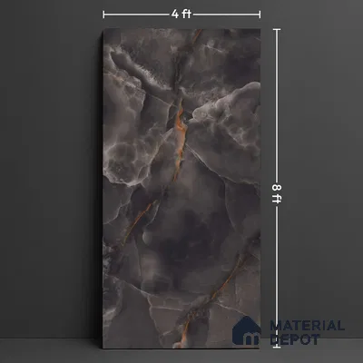 Large Format Endless Floor & Wall Tile TL 10586 Thunder Onyx 8 ft x 4 ft Colour Body Vitrified Glossy Finish - 9 mm | 2 Random Design | Suitable for Living Room, Bedroom, Bathroom | Adhesive and Spacers Must be Used During Installation