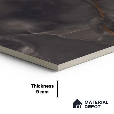 Large Format Endless Floor & Wall Tile TL 10586 Thunder Onyx 8 ft x 4 ft Colour Body Vitrified Glossy Finish - 9 mm | 2 Random Design | Suitable for Living Room, Bedroom, Bathroom | Adhesive and Spacers Must be Used During Installation