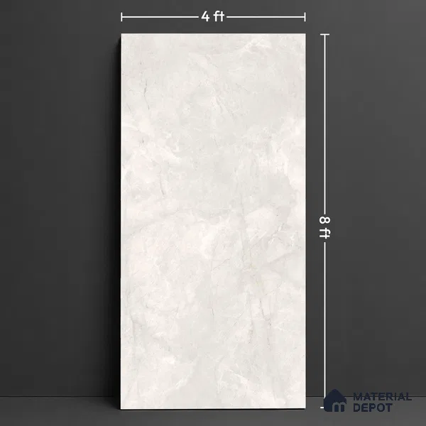 Large Format Endless Floor & Wall Tile TL 10576 Nivia Grey 8 ft x 4 ft Colour Body Vitrified Glossy Finish - 9 mm | Suitable for Living Room, Bedroom, Bathroom | Adhesive and Spacers Must be Used During Installation