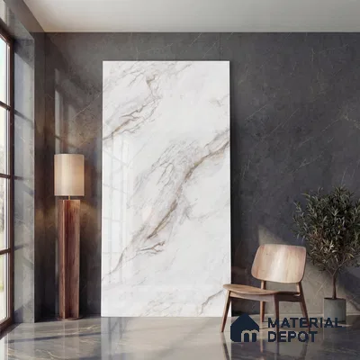 Large Format Endless Floor & Wall Tile TL 10577 Michel Angelo 8 ft x 4 ft Colour Body Vitrified Glossy Finish - 9 mm | Suitable for Living Room, Bedroom, Bathroom | Adhesive and Spacers Must be Used During Installation