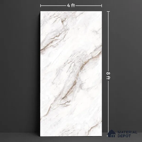Large Format Endless Floor & Wall Tile TL 10577 Michel Angelo 8 ft x 4 ft Colour Body Vitrified Glossy Finish - 9 mm | Suitable for Living Room, Bedroom, Bathroom | Adhesive and Spacers Must be Used During Installation