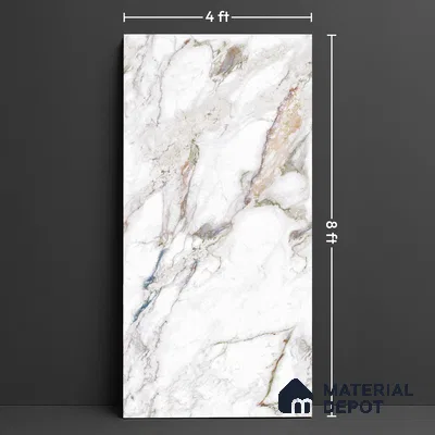Large Format Endless Floor & Wall Tile TL 10574 Picasso Green 8 ft x 4 ft Colour Body Vitrified Glossy Finish - 9 mm | Suitable for Living Room, Bedroom, Bathroom | Adhesive and Spacers Must be Used During Installation