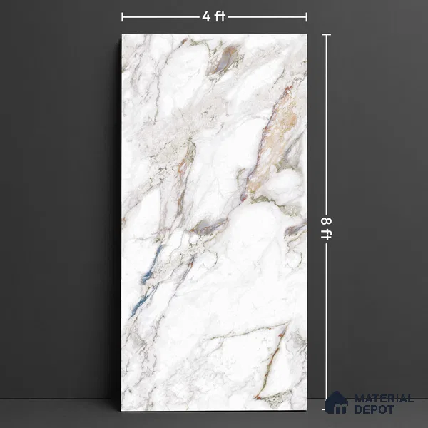 Large Format Endless Floor & Wall Tile TL 10574 Picasso Green 8 ft x 4 ft Colour Body Vitrified Glossy Finish - 9 mm | Suitable for Living Room, Bedroom, Bathroom | Adhesive and Spacers Must be Used During Installation