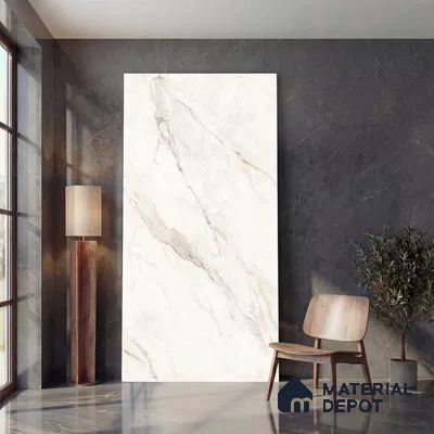 Large Format Endless Floor & Wall Tile TL 10583 Solomon White 8 ft x 4 ft Colour Body Vitrified Matte Finish - 9 mm | Suitable for Living Room, Bedroom, Bathroom | Adhesive and Spacers Must be Used During Installation
