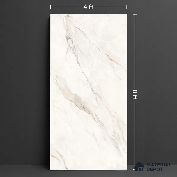 Large Format Endless Floor & Wall Tile TL 10583 Solomon White 8 ft x 4 ft Colour Body Vitrified Matte Finish - 9 mm | Suitable for Living Room, Bedroom, Bathroom | Adhesive and Spacers Must be Used During Installation