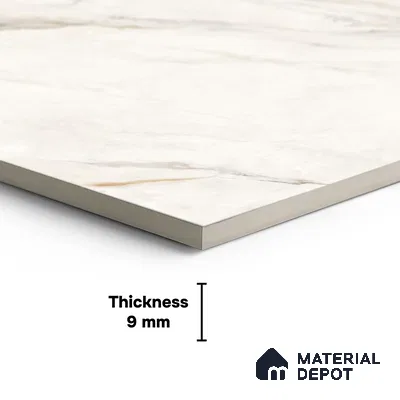 Large Format Endless Floor & Wall Tile TL 10583 Solomon White 8 ft x 4 ft Colour Body Vitrified Matte Finish - 9 mm | Suitable for Living Room, Bedroom, Bathroom | Adhesive and Spacers Must be Used During Installation