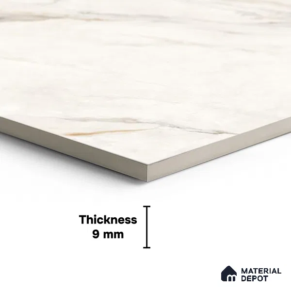 Large Format Endless Floor & Wall Tile TL 10583 Solomon White 8 ft x 4 ft Colour Body Vitrified Matte Finish - 9 mm | Suitable for Living Room, Bedroom, Bathroom | Adhesive and Spacers Must be Used During Installation
