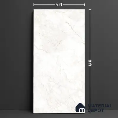 Large Format Endless Floor & Wall Tile TL 10584 Nura White 8 ft x 4 ft Colour Body Vitrified Matte Finish - 9 mm | Suitable for Living Room, Bedroom, Bathroom | Adhesive and Spacers Must be Used During Installation