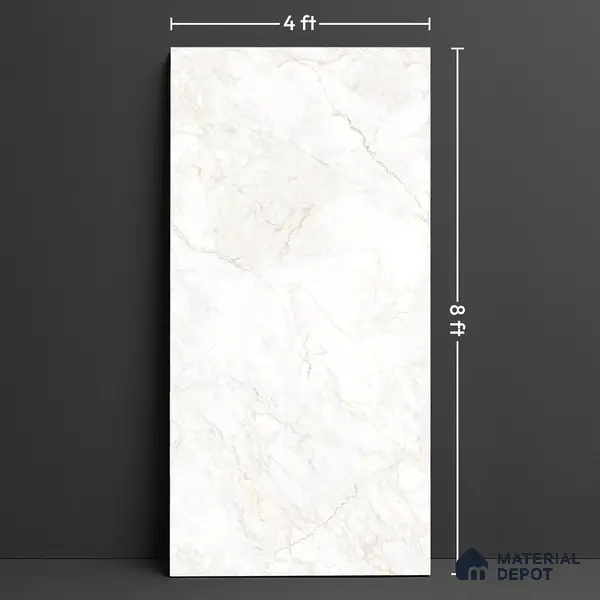 Large Format Endless Floor & Wall Tile TL 10584 Nura White 8 ft x 4 ft Colour Body Vitrified Matte Finish - 9 mm | Suitable for Living Room, Bedroom, Bathroom | Adhesive and Spacers Must be Used During Installation