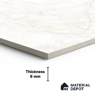 Large Format Endless Floor & Wall Tile TL 10584 Nura White 8 ft x 4 ft Colour Body Vitrified Matte Finish - 9 mm | Suitable for Living Room, Bedroom, Bathroom | Adhesive and Spacers Must be Used During Installation