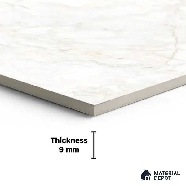 Large Format Endless Floor & Wall Tile TL 10584 Nura White 8 ft x 4 ft Colour Body Vitrified Matte Finish - 9 mm | Suitable for Living Room, Bedroom, Bathroom | Adhesive and Spacers Must be Used During Installation