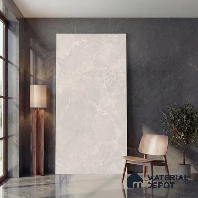 Large Format Endless Floor & Wall Tile TL 10581 Paradise Silver 8 ft x 4 ft Colour Body Vitrified Matte Finish - 9 mm | Suitable for Living Room, Bedroom, Bathroom | Adhesive and Spacers Must be Used During Installation
