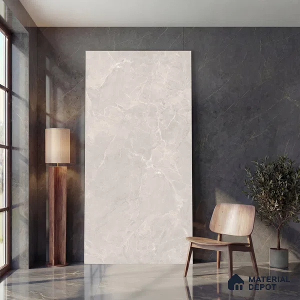 Large Format Endless Floor & Wall Tile TL 10581 Paradise Silver 8 ft x 4 ft Colour Body Vitrified Matte Finish - 9 mm | Suitable for Living Room, Bedroom, Bathroom | Adhesive and Spacers Must be Used During Installation