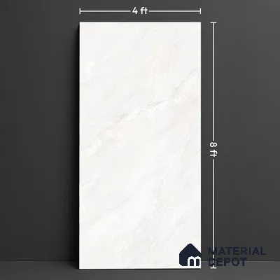 Large Format Endless Floor & Wall Tile TL 10582 Onyx Izola White 8 ft x 4 ft Colour Body Vitrified Matte Finish - 9 mm | Suitable for Living Room, Bedroom, Bathroom | Adhesive and Spacers Must be Used During Installation