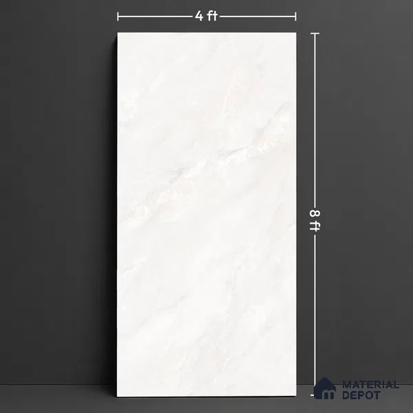Large Format Endless Floor & Wall Tile TL 10582 Onyx Izola White 8 ft x 4 ft Colour Body Vitrified Matte Finish - 9 mm | Suitable for Living Room, Bedroom, Bathroom | Adhesive and Spacers Must be Used During Installation