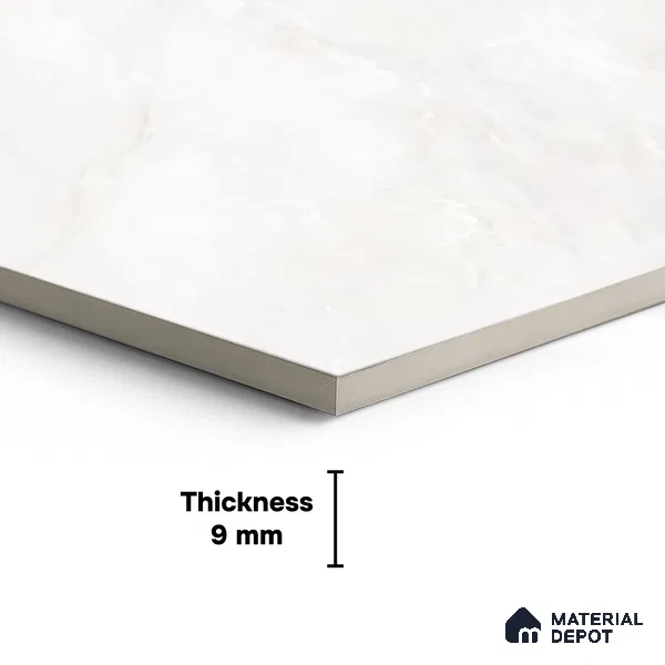 Large Format Endless Floor & Wall Tile TL 10582 Onyx Izola White 8 ft x 4 ft Colour Body Vitrified Matte Finish - 9 mm | Suitable for Living Room, Bedroom, Bathroom | Adhesive and Spacers Must be Used During Installation