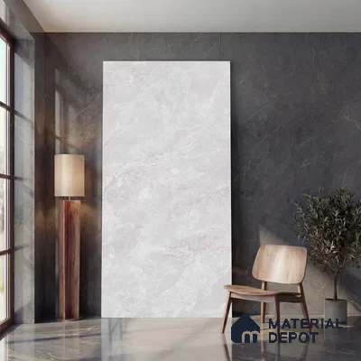 Large Format Endless Floor & Wall Tile TL 10585 Vega Silver 8 ft x 4 ft Colour Body Vitrified Matte Finish - 9 mm | Suitable for Living Room, Bedroom, Bathroom | Adhesive and Spacers Must be Used During Installation