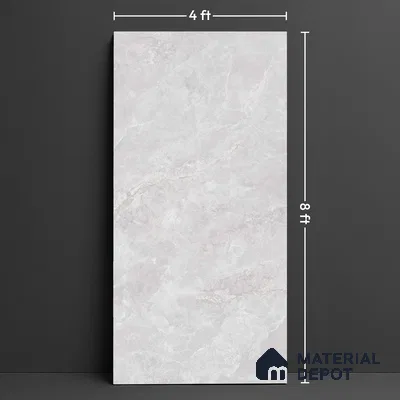 Large Format Endless Floor & Wall Tile TL 10585 Vega Silver 8 ft x 4 ft Colour Body Vitrified Matte Finish - 9 mm | Suitable for Living Room, Bedroom, Bathroom | Adhesive and Spacers Must be Used During Installation