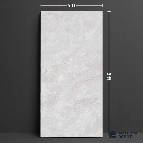 Large Format Endless Floor & Wall Tile TL 10585 Vega Silver 8 ft x 4 ft Colour Body Vitrified Matte Finish - 9 mm | Suitable for Living Room, Bedroom, Bathroom | Adhesive and Spacers Must be Used During Installation