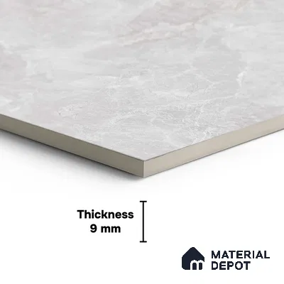 Large Format Endless Floor & Wall Tile TL 10585 Vega Silver 8 ft x 4 ft Colour Body Vitrified Matte Finish - 9 mm | Suitable for Living Room, Bedroom, Bathroom | Adhesive and Spacers Must be Used During Installation