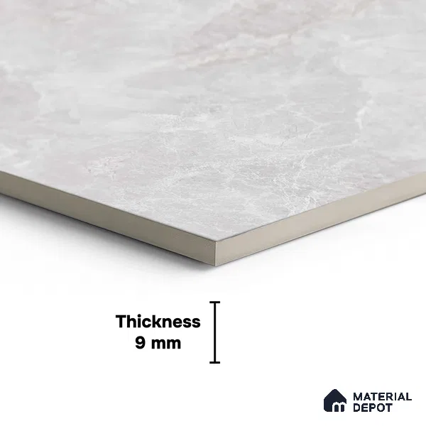 Large Format Endless Floor & Wall Tile TL 10585 Vega Silver 8 ft x 4 ft Colour Body Vitrified Matte Finish - 9 mm | Suitable for Living Room, Bedroom, Bathroom | Adhesive and Spacers Must be Used During Installation
