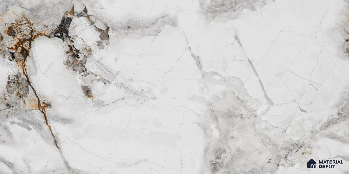Endless Floor & Wall Tile TL 06258 Ceaseless Glacier White 4 ft x 2 ft Vitrified Matte Finish - 9 mm (Random Design 4) | Suitable for Living Room, Bedroom, Bathroom & Kitchen