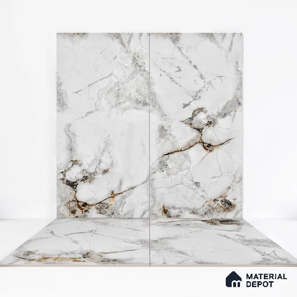 Endless Floor & Wall Tile TL 06258 Ceaseless Glacier White 4 ft x 2 ft Vitrified Matte Finish - 9 mm (Random Design 4) | Suitable for Living Room, Bedroom, Bathroom & Kitchen