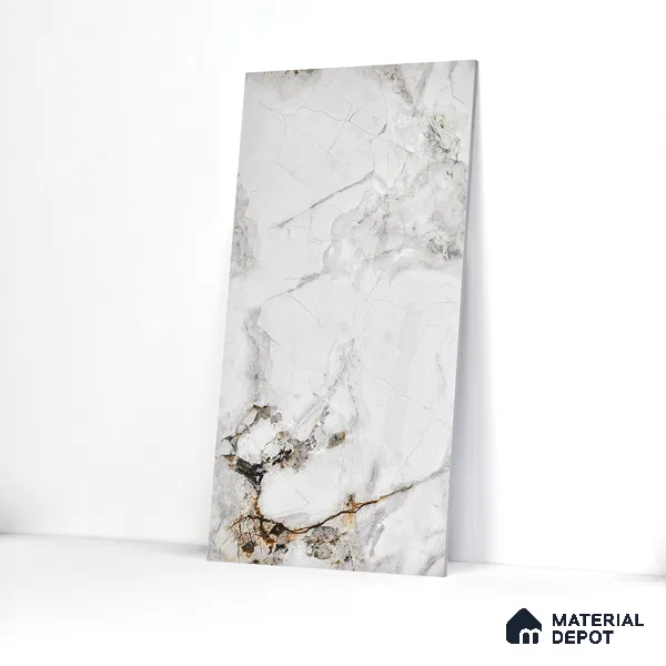 Endless Floor & Wall Tile TL 06258 Ceaseless Glacier White 4 ft x 2 ft Vitrified Matte Finish - 9 mm (Random Design 4) | Suitable for Living Room, Bedroom, Bathroom & Kitchen
