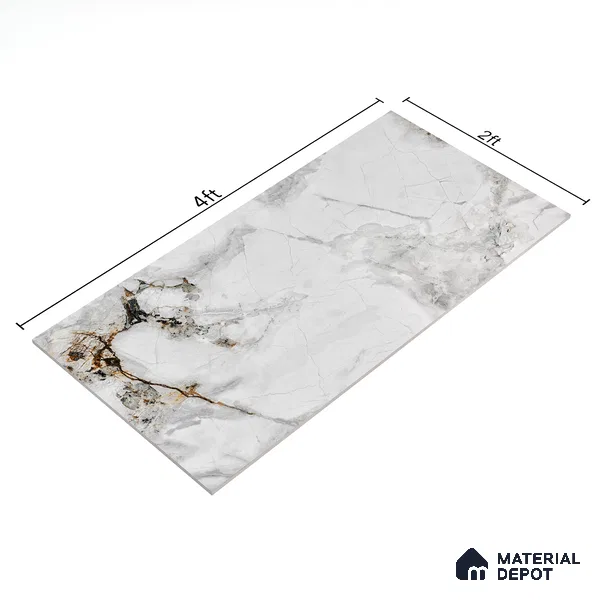 Endless Floor & Wall Tile TL 06258 Ceaseless Glacier White 4 ft x 2 ft Vitrified Matte Finish - 9 mm (Random Design 4) | Suitable for Living Room, Bedroom, Bathroom & Kitchen