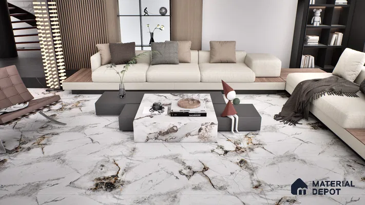 Endless Floor & Wall Tile TL 06258 Ceaseless Glacier White 4 ft x 2 ft Vitrified Matte Finish - 9 mm (Random Design 4) | Suitable for Living Room, Bedroom, Bathroom & Kitchen