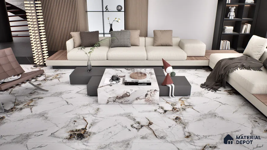 Endless Floor & Wall Tile TL 06258 Ceaseless Glacier White 4 ft x 2 ft Vitrified Matte Finish - 9 mm (Random Design 4) | Suitable for Living Room, Bedroom, Bathroom & Kitchen